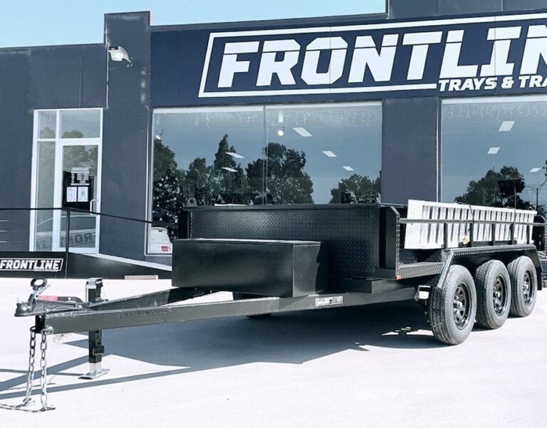 Custom car trailer built by Frontline Trays Shepparton VIC